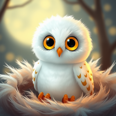 Pip the Snowy Owl Chick — a fluffy white baby owl