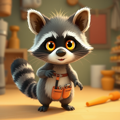 Zuzu the Raccoon — a clever raccoon inventor with goggles